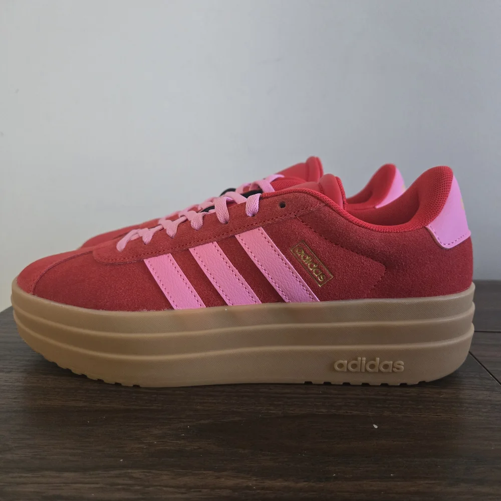 Adidas VL Court Bold Sneakers Kids Size 7 Red Pink Platform Shoes JQ1711
